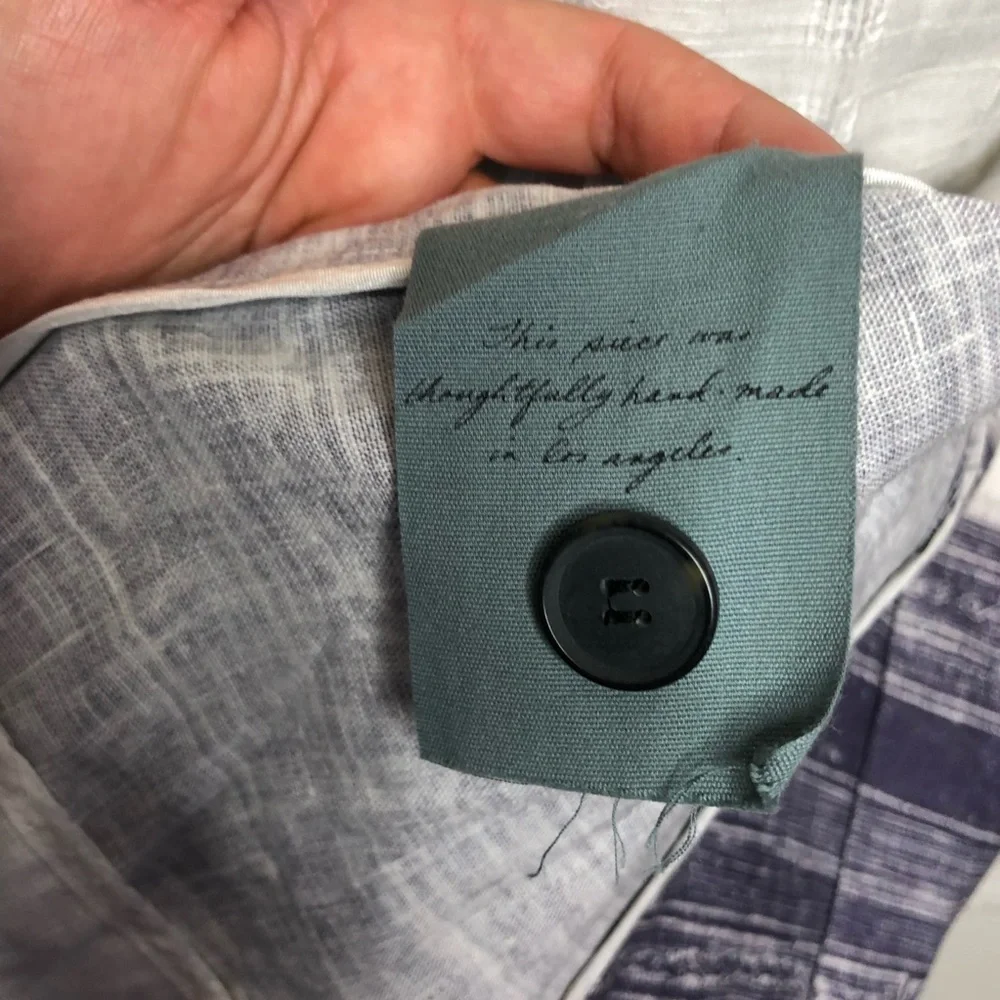 Raquel Allegra Indigo Linen Blend One Button Blazer Jacket - Picture 11 of 12